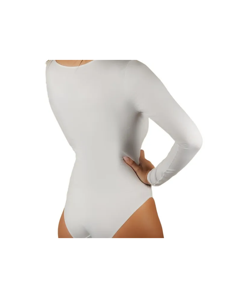 Body à manches longues pour femme en coton molletonné E-2710 - Blanc