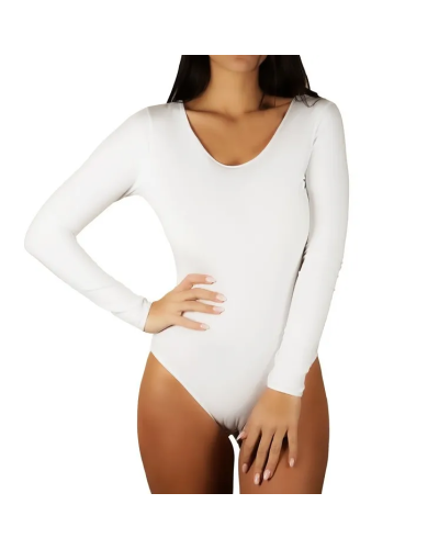 Body Femme Manches Longues en Laine Coton E-4710 - Blanc