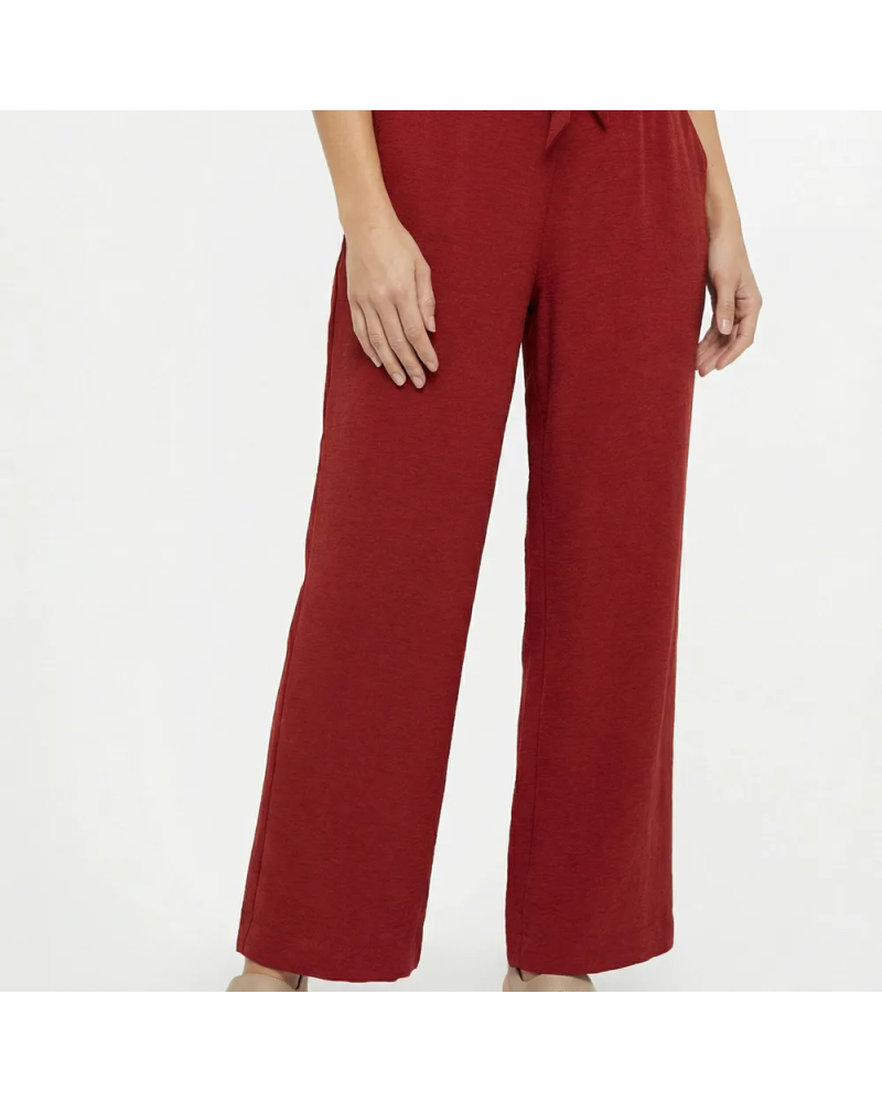 Pantalon souple texturé, noué taille - Terracota