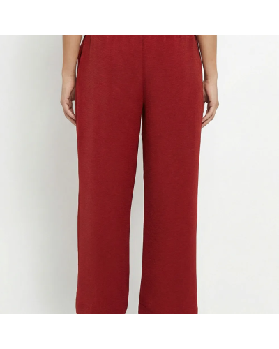 Pantalon souple texturé, noué taille - Terracota