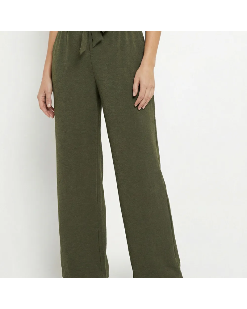 Kopie van Pantalon souple texturé, noué taille - Terracota