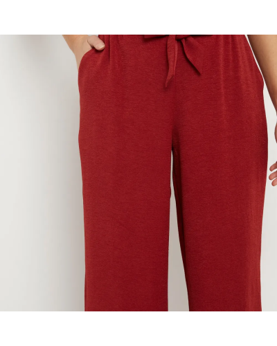 Pantalon Femme Souple Texturé Taille Élastiquée – Sable