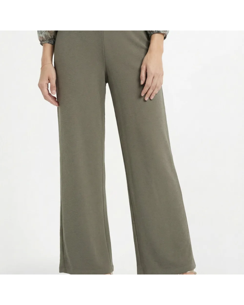 Pantalon maille avec galon à la taille Kaki
