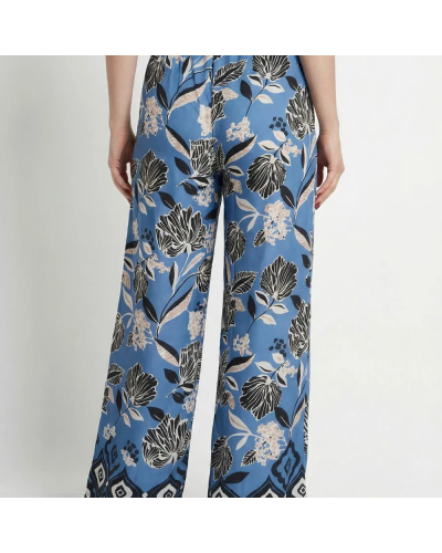 Pantalon satiné, motif fleurs d’Orient