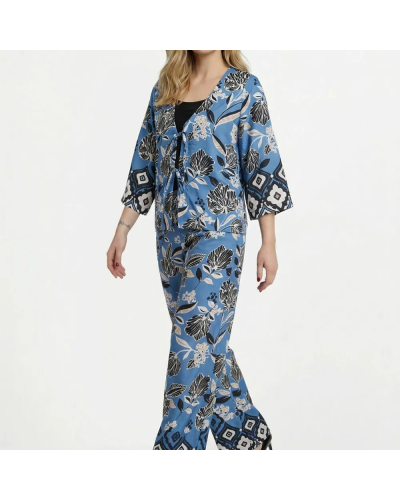 Tunique satinée, motif fleurs d’Orient