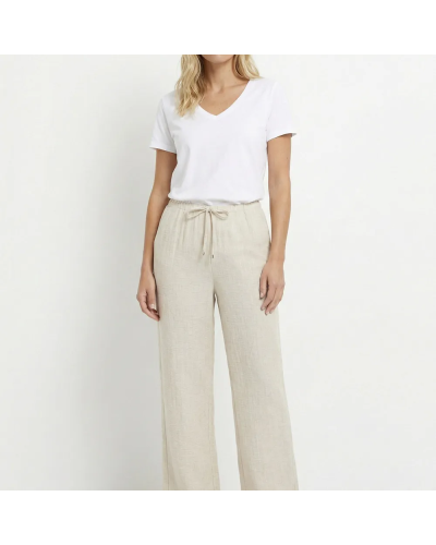 Pantalon tailleur rayé aspect irrégulier