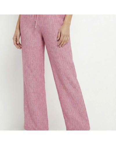 Pantalon tailleur rayé aspect irrégulier Framboise