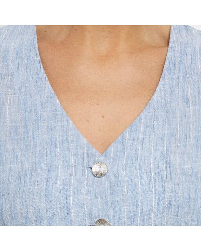 Gilet de costume rayé aspect irrégulier bleu