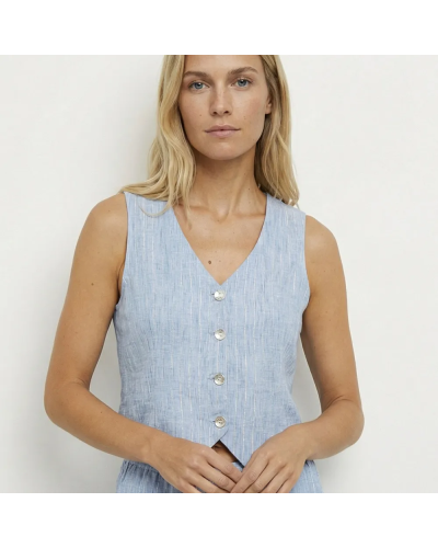 Gilet de costume rayé aspect irrégulier bleu