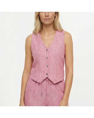 Gilet de costume rayé aspect irrégulier framboise