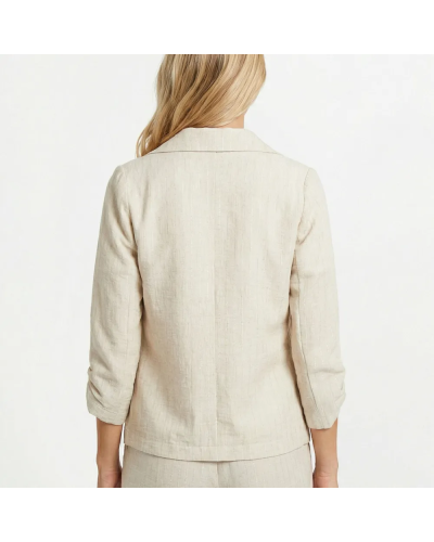 Veste tailleur rayée, aspect irrégulier Beige