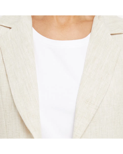 Veste tailleur rayée, aspect irrégulier Beige