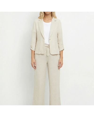 Veste tailleur rayée, aspect irrégulier Beige