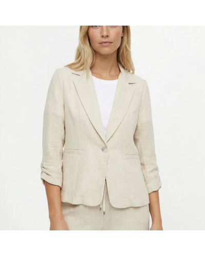 Veste tailleur rayée, aspect irrégulier Beige