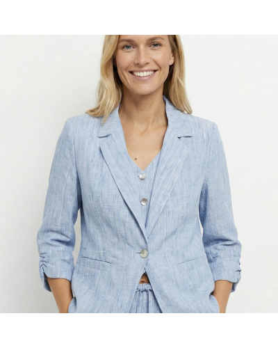 Veste tailleur rayée, aspect irrégulier bleu