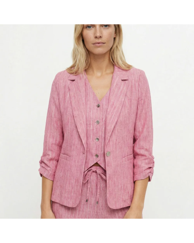 Veste tailleur rayée, aspect irrégulier framboise