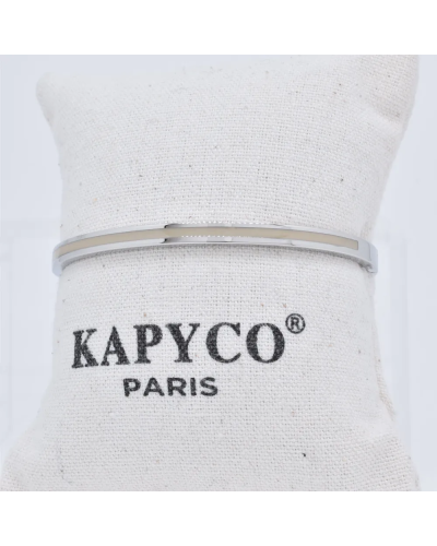 Bracelet jonc acier argenté en émail gris