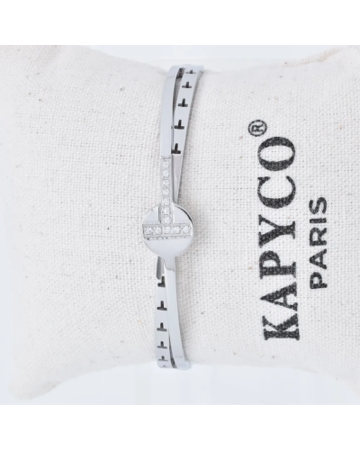 Bracelet Jonc en Acier Inoxydable – Cristaux Argenté
