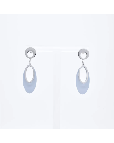 Boucles d'oreilles en acier argenté et laqué gris
