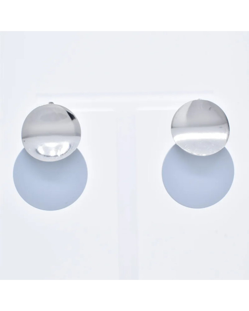 Boucles d'oreilles en acier argenté et laqué en gris