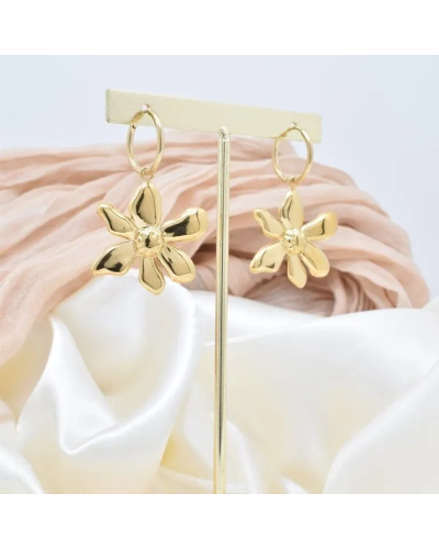 Boucles d'oreilles fleur en acier inoxydable doré