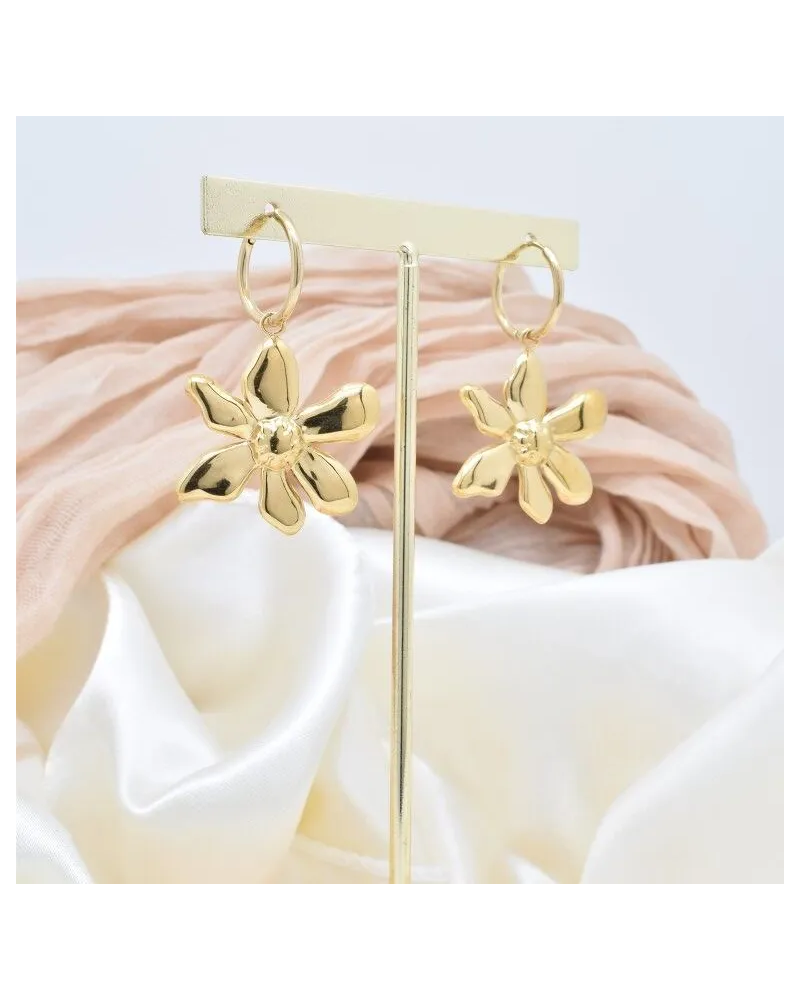 Boucles d'oreilles fleur en acier inoxydable doré