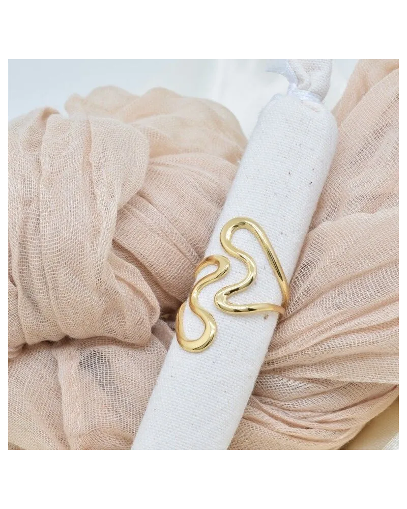 Bague vague en acier inoxydable Doree