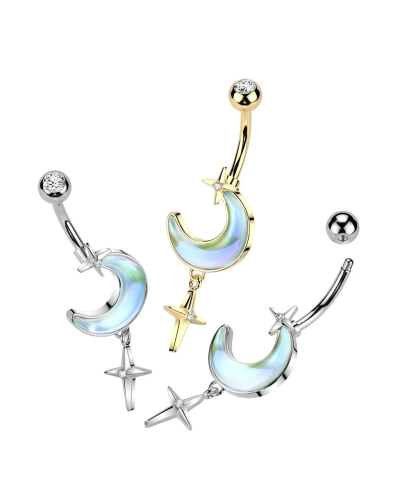 Piercing Nombril AHDIA en Acier, Résine et Zirconium