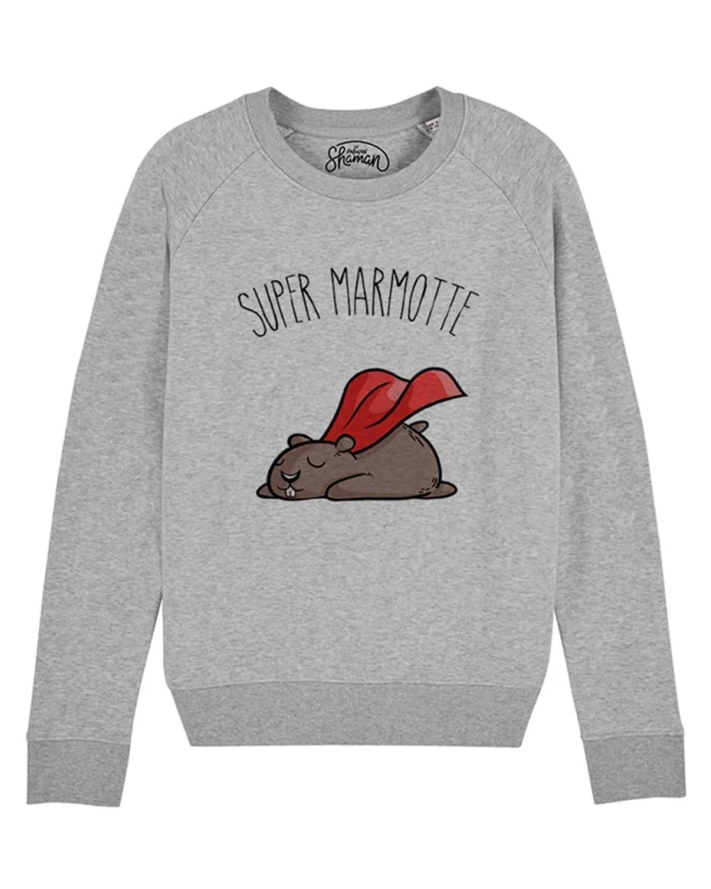 SWEAT GRIS CHINE FEMME SUPER MARMOTTE