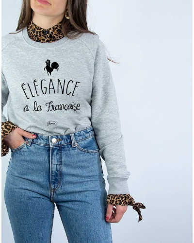 SWEAT GRIS CHINE FEMME L'ELEGANCE A LA FRANCAISE