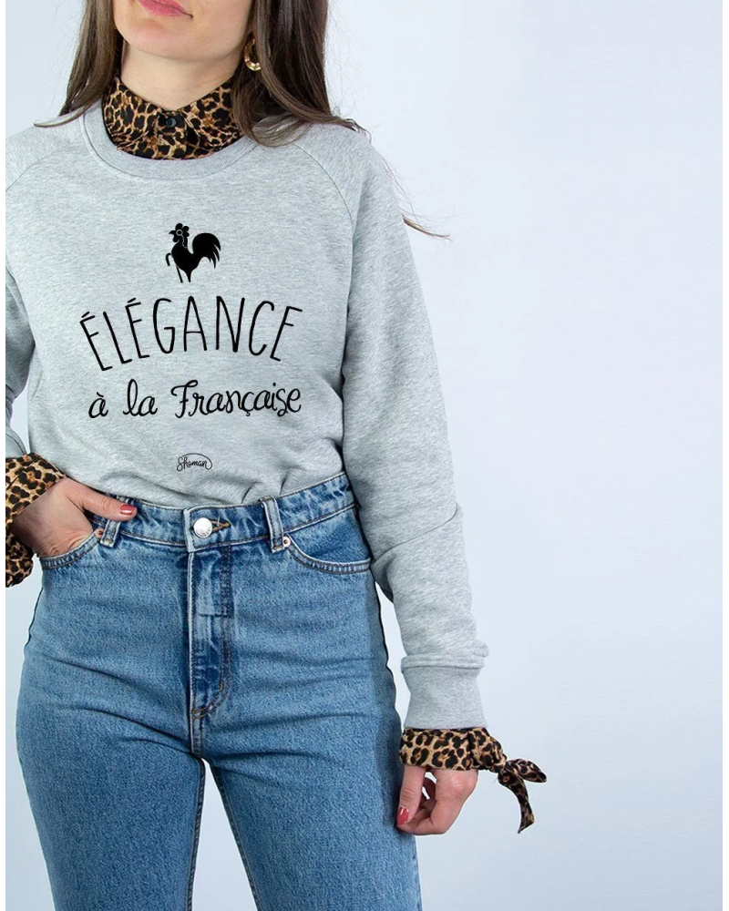 SWEAT GRIS CHINE FEMME L'ELEGANCE A LA FRANCAISE