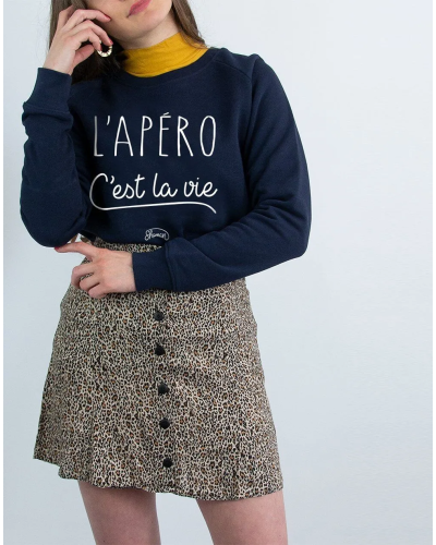 SWEAT NAVY FEMME L'APERO C'EST LA VIE