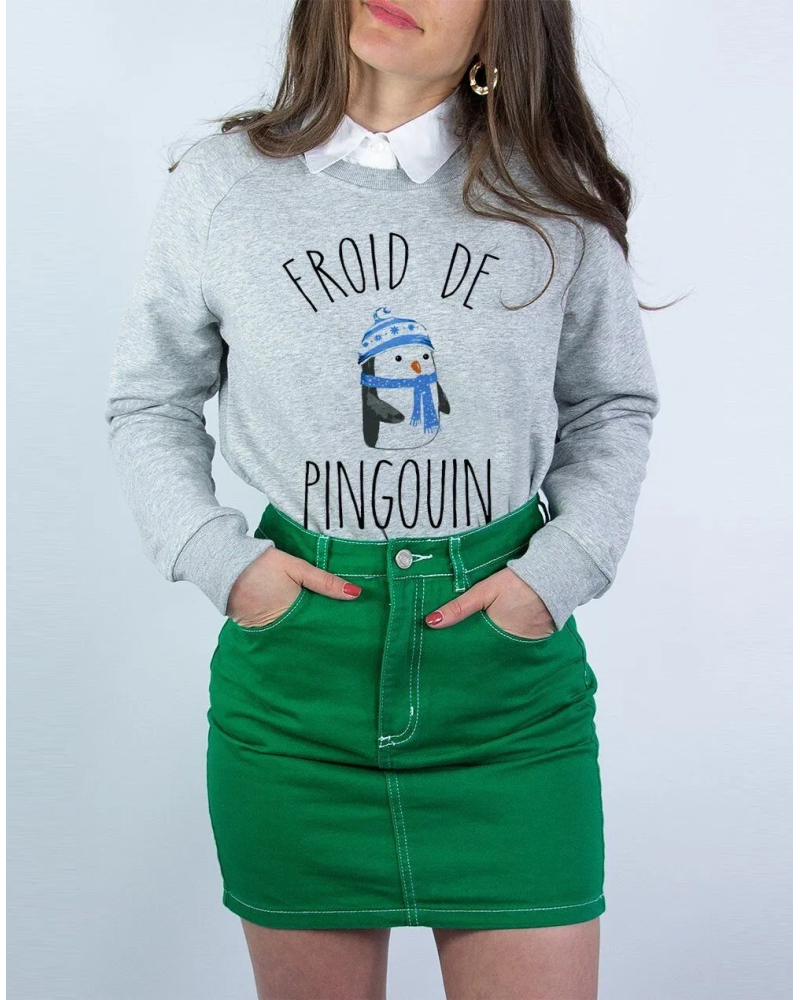 SWEAT GRIS CHINE FEMME FROID DE PINGOUIN