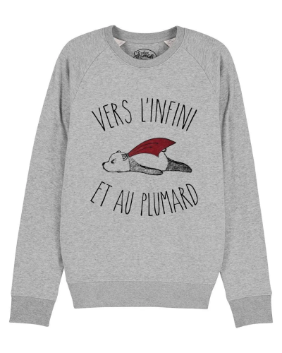 SWEAT GRIS CHINE HOMME VERS L'INFINI ET AU PLUMARD