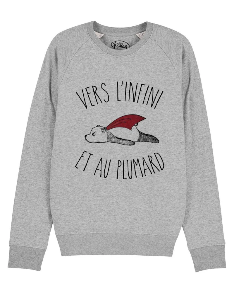 SWEAT GRIS CHINE HOMME VERS L'INFINI ET AU PLUMARD