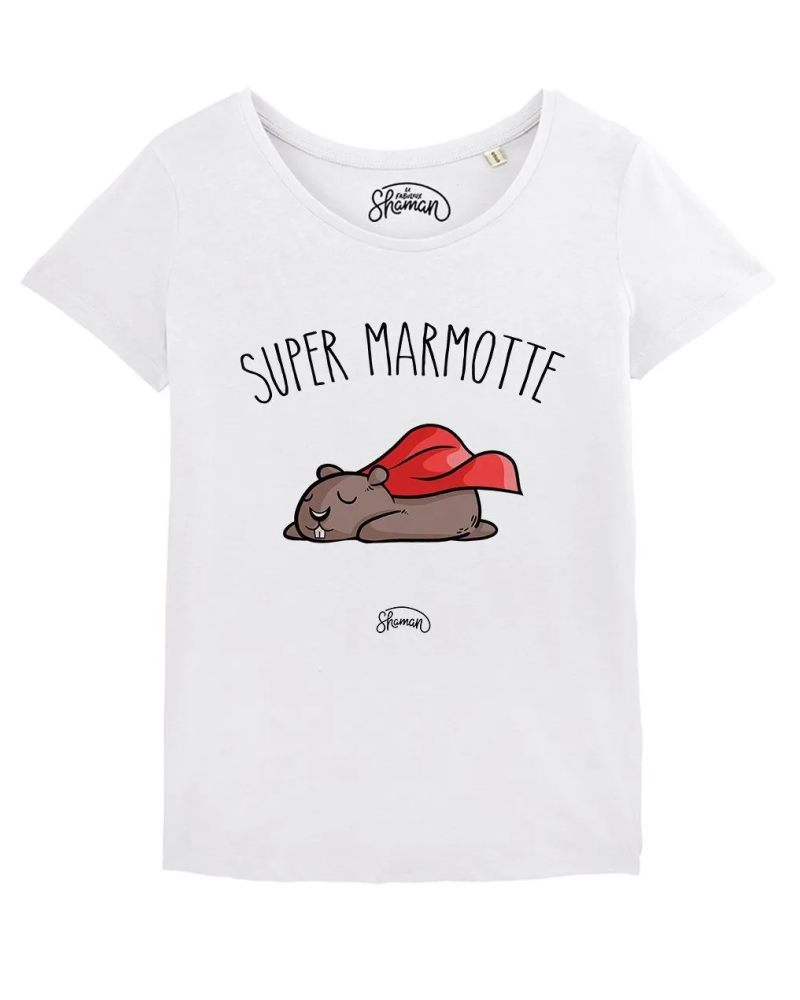 TSHIRT BLANC FEMME SUPER MARMOTTE