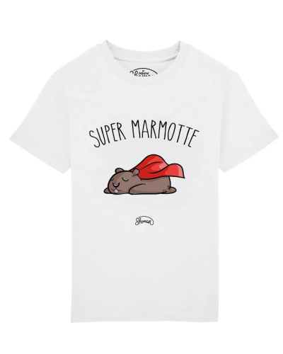TSHIRT BLANC KID SUPER MARMOTTE