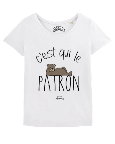 TSHIRT BLANC FEMME C'EST QUI LE PATRON