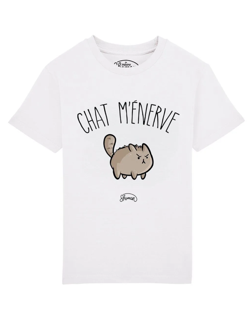 TSHIRT BLANC KID CHAT M'ENERVE