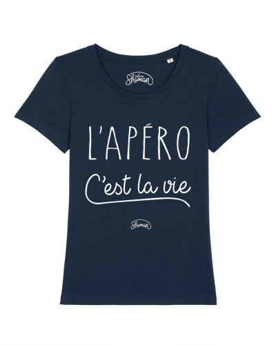 TSHIRT NAVY FEMME L'APERO C'EST LA VIE