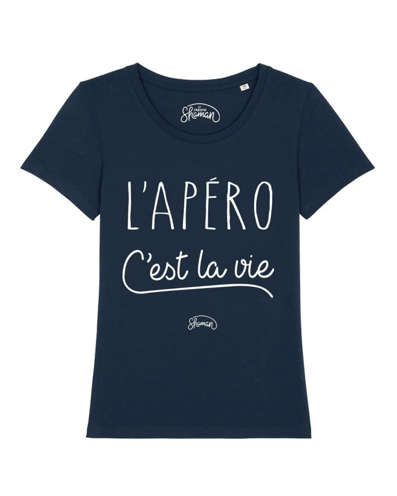 TSHIRT NAVY FEMME L'APERO C'EST LA VIE