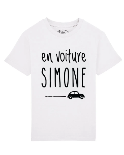 TSHIRT BLANC KID EN VOITURE SIMONE