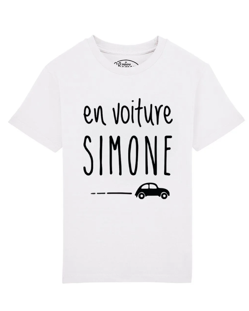 TSHIRT BLANC KID EN VOITURE SIMONE