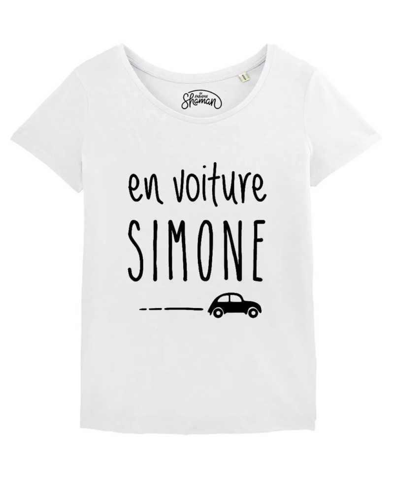 TSHIRT BLANC FEMME EN VOITURE SIMONE