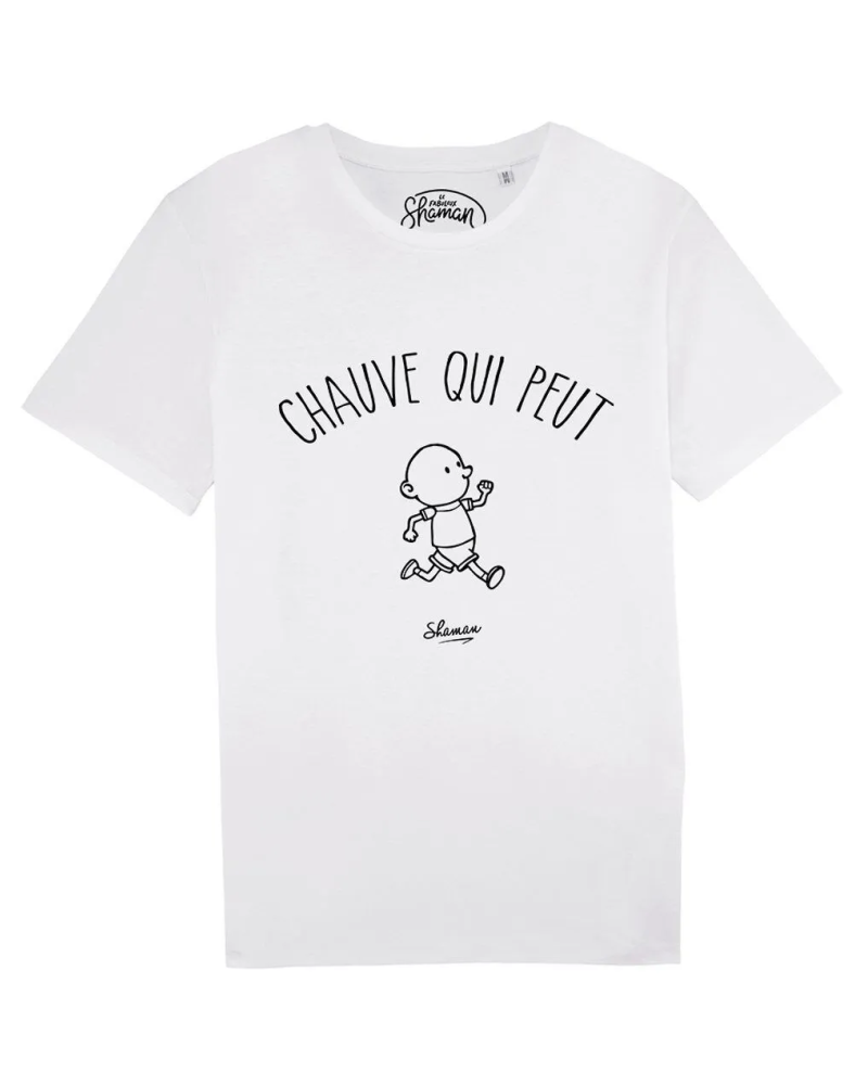TSHIRT BLANC HOMME CHAUVE QUI PEUT