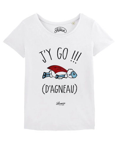 TSHIRT BLANC FEMME J'Y GO D'AGNEAU