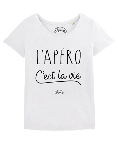 TSHIRT BLANC FEMME L'APERO C'EST LA VIE