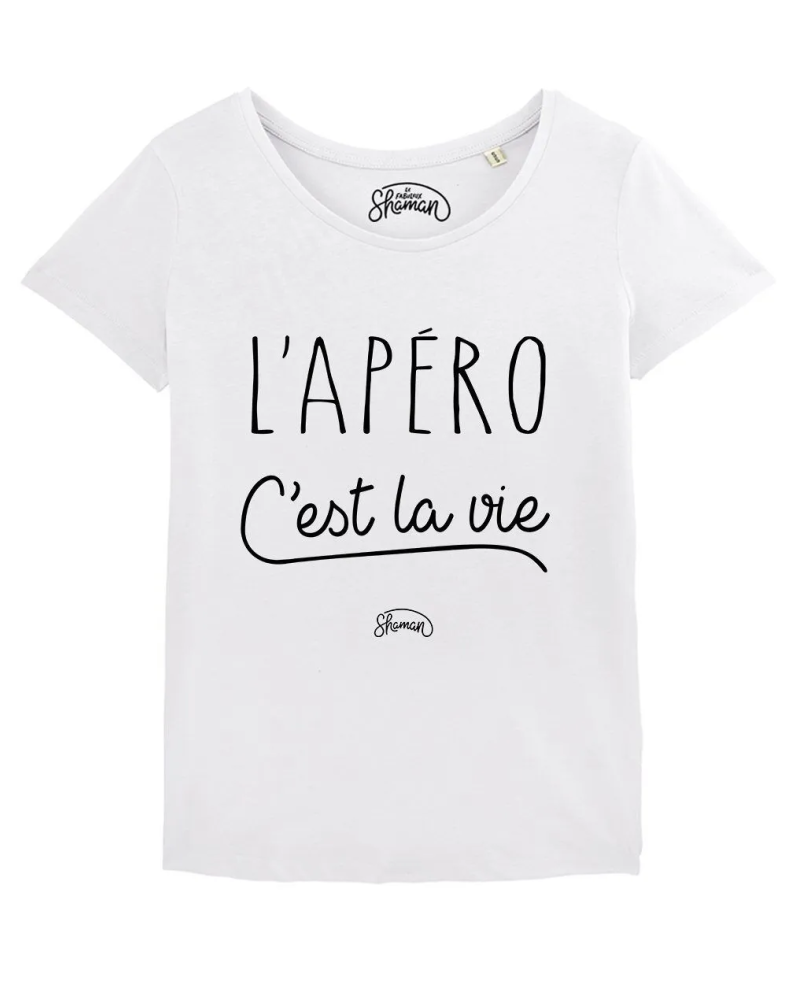 TSHIRT BLANC FEMME L'APERO C'EST LA VIE
