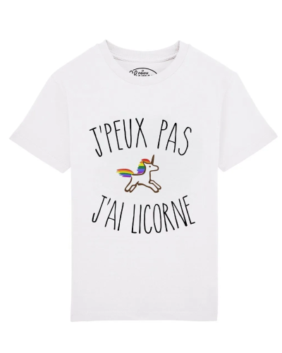 TSHIRT BLANC KID J'PEUX PAS J'AI LICORNE