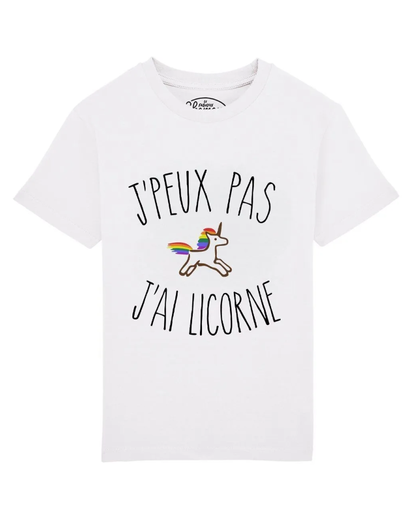 TSHIRT BLANC KID J'PEUX PAS J'AI LICORNE